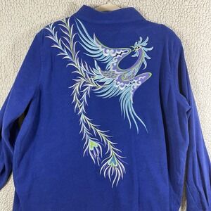 Bob Mackie Royal Blue Blazer with Artistic Bird Embroidery